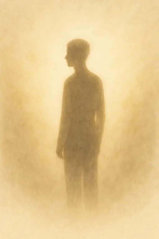 Illustration fine art représentant une silhouette humaine debout dans une lumière dorée, symbolisant la capacité à dire non avec calme et confiance après un trauma complexe.